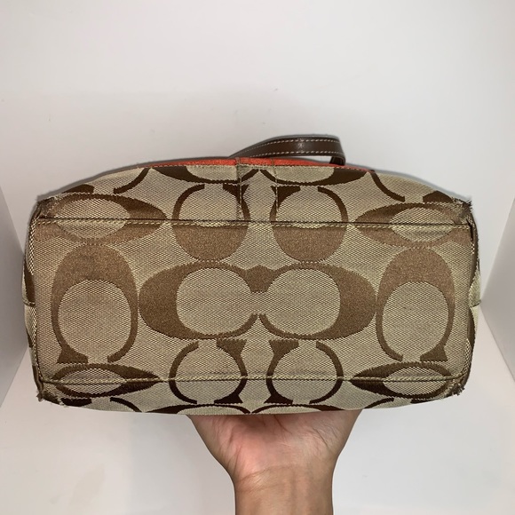 Coach Traditional Signature Khaki Red Stripe Tote - Picture 6 of 8